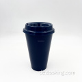 Doppelwand PP Reisebecher 16oz 500 ml Plastikbecher wiederverwendbarer Kaffeetasse mit Deckel